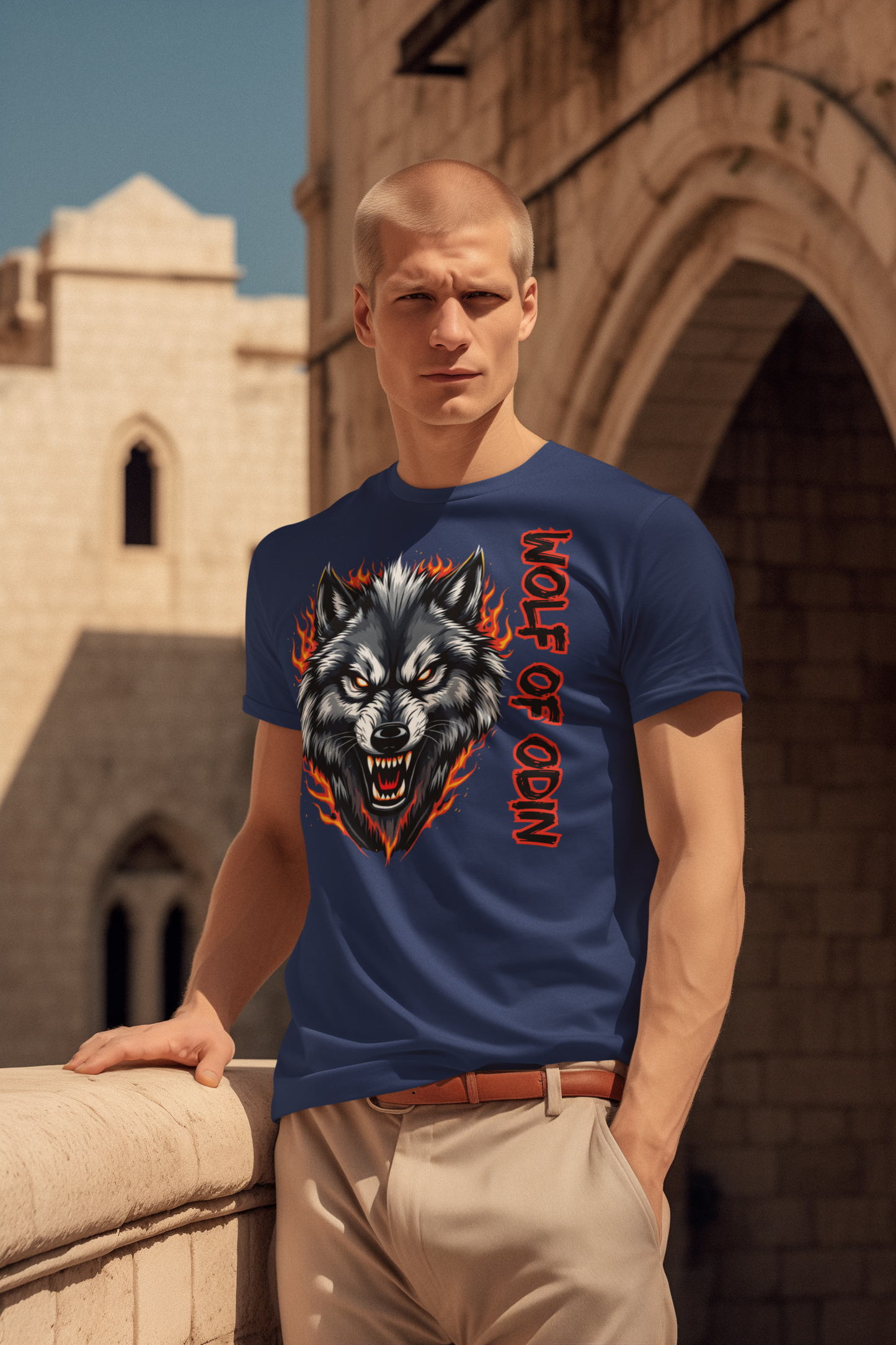 Wolf in Flammen Wolf of Odin - Unisex Erwachsenen Bio Baumwolle Kurzarm Shirt Creator T-Shirt 2.0 ST/ST SH