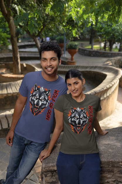 Wolf in Flammen Wolf of Odin - Unisex Erwachsenen Bio Baumwolle Kurzarm Shirt Creator T-Shirt 2.0 ST/ST SH