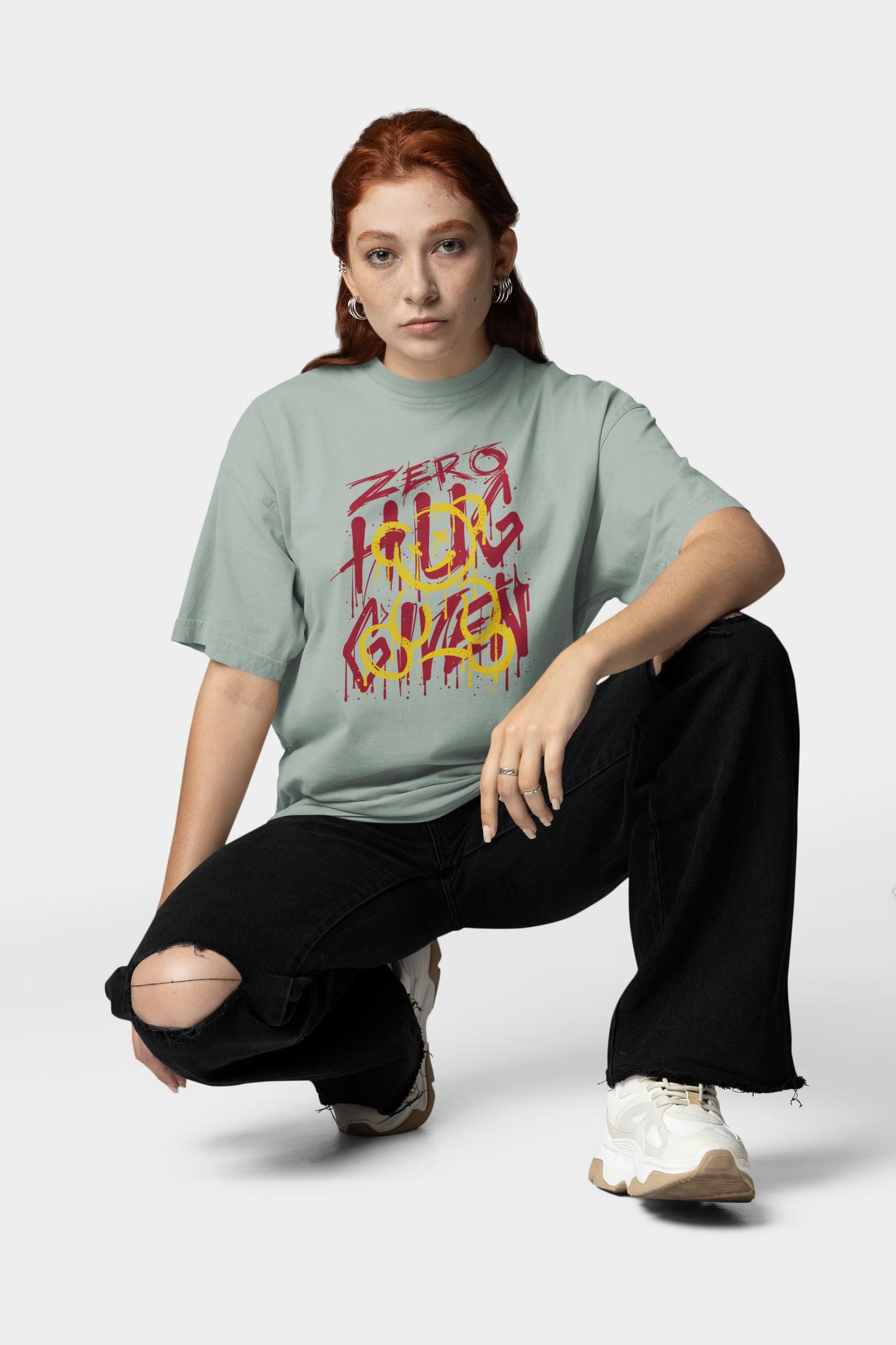 ZERO HUG GIVEN Streetwear Frontprint - Freestyler Bio Oversized T-Shirt Erwachsenen SH