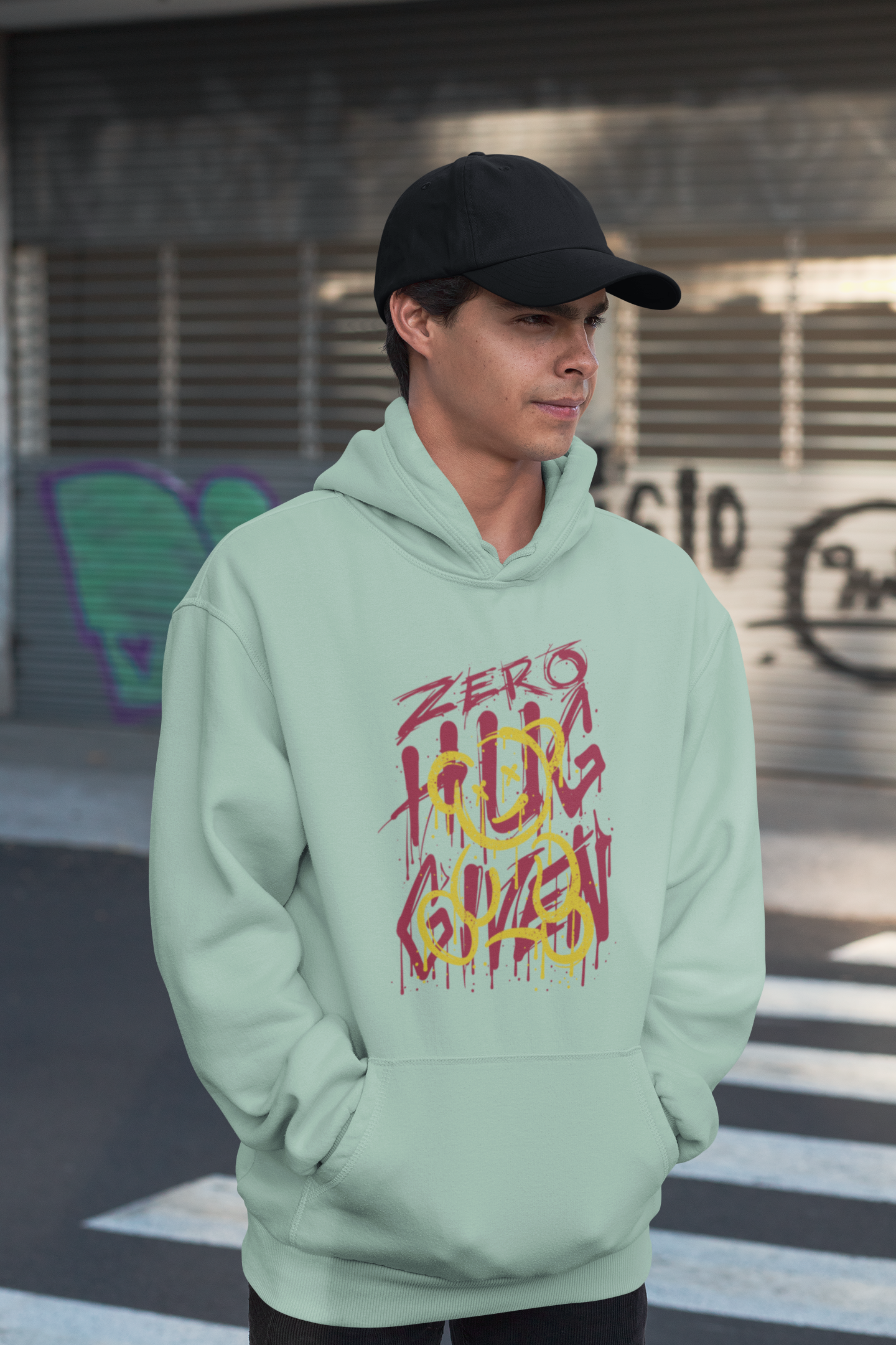 ZERO HUG GIVEN Streetwear Frontside - Slammer Bio Oversized Unisex Adult Hoodie SH