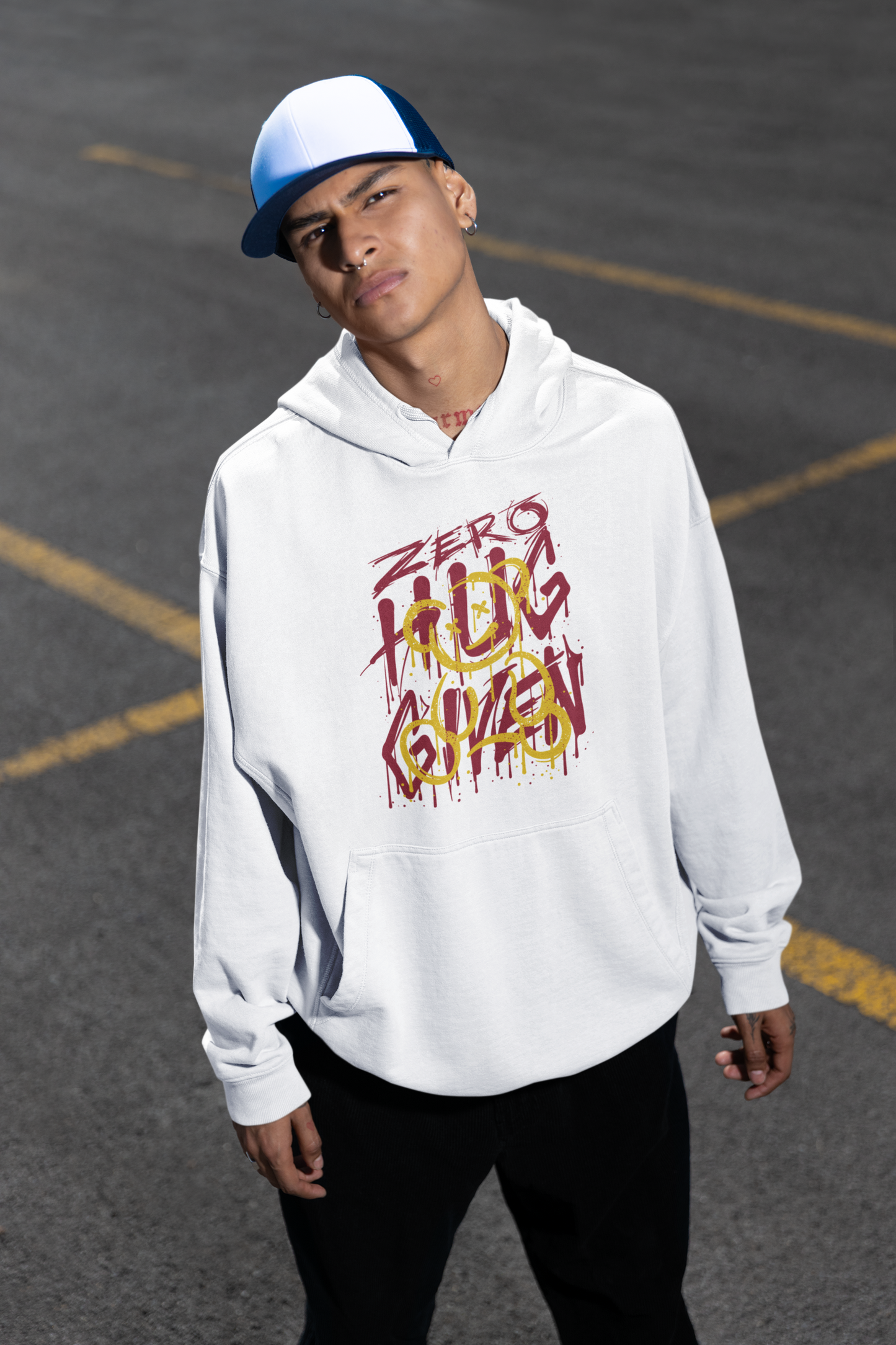 ZERO HUG GIVEN Streetwear Frontside - Slammer Bio Oversized Unisex Adult Hoodie SH