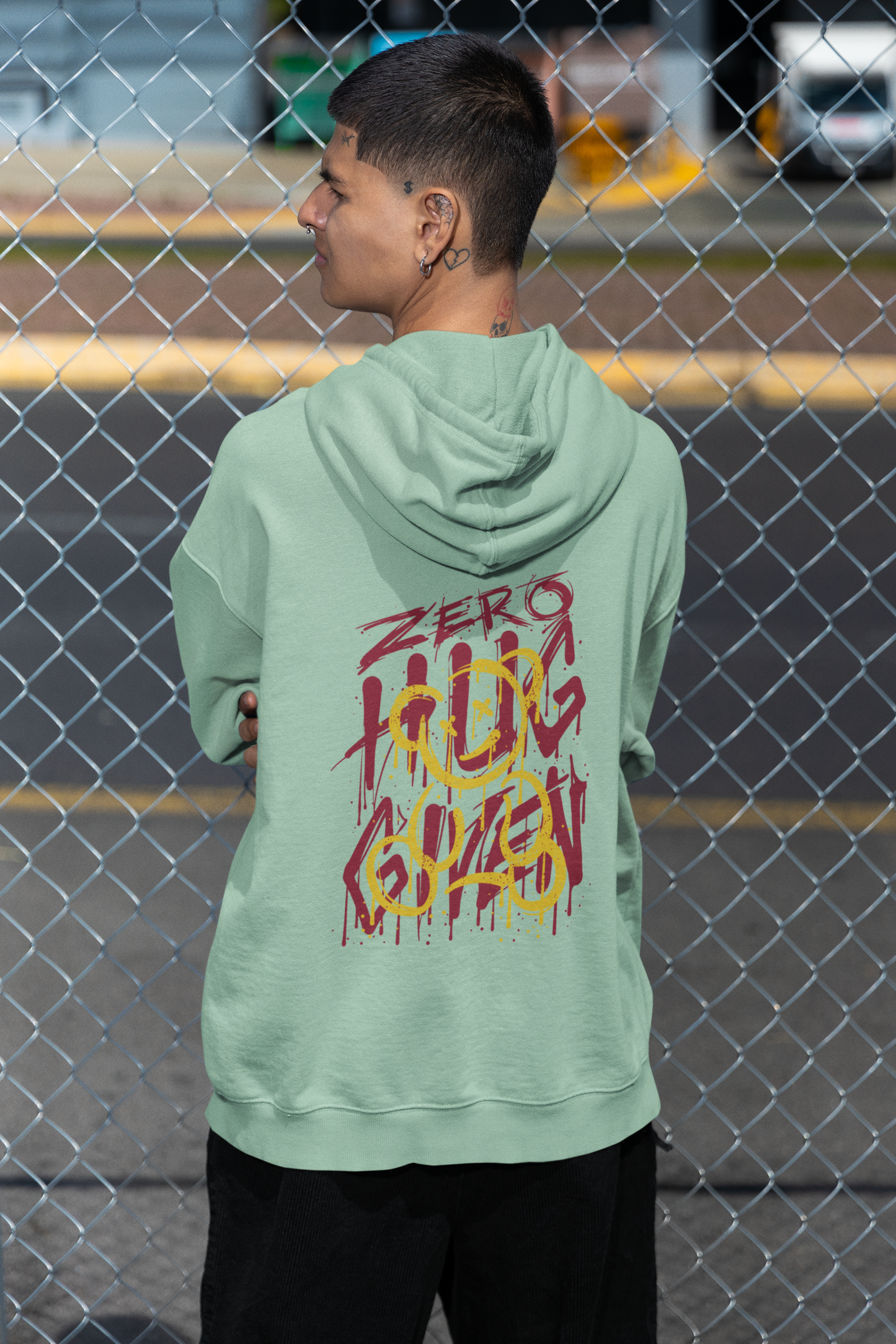 ZERO HUG GIVEN Streetwear Backside - Slammer Bio Oversized Unisex Hoodie Erwachsenen SH