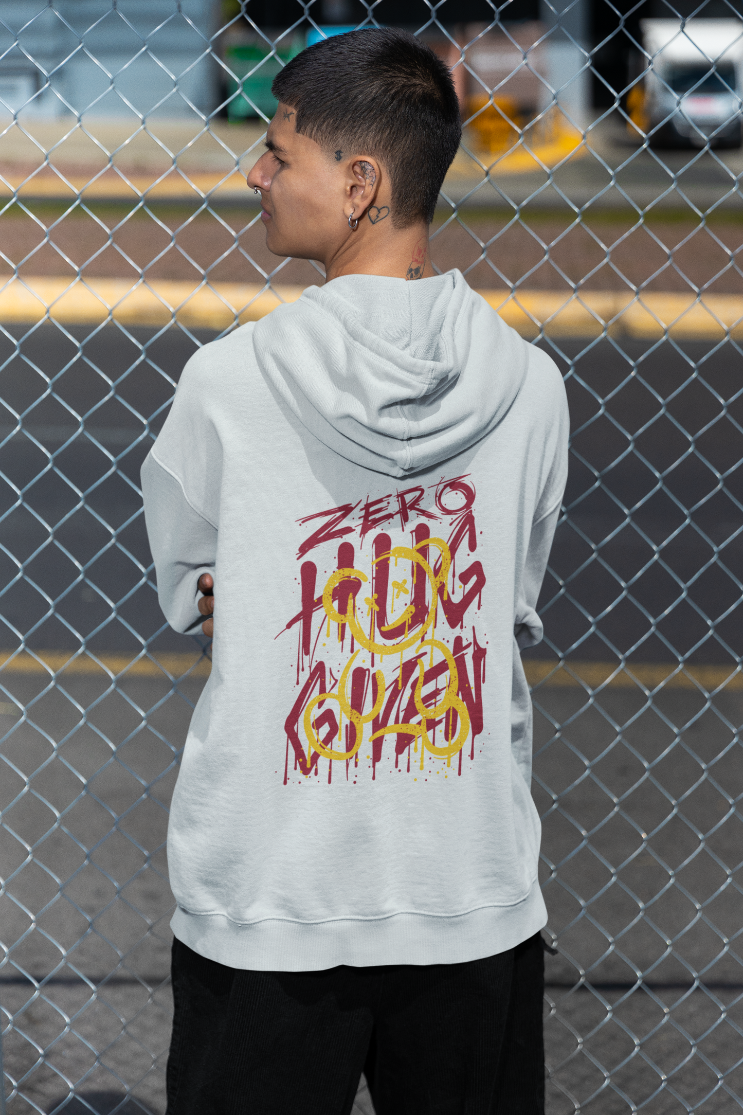 ZERO HUG GIVEN Streetwear Backside - Slammer Bio Oversized Unisex Hoodie Erwachsenen SH