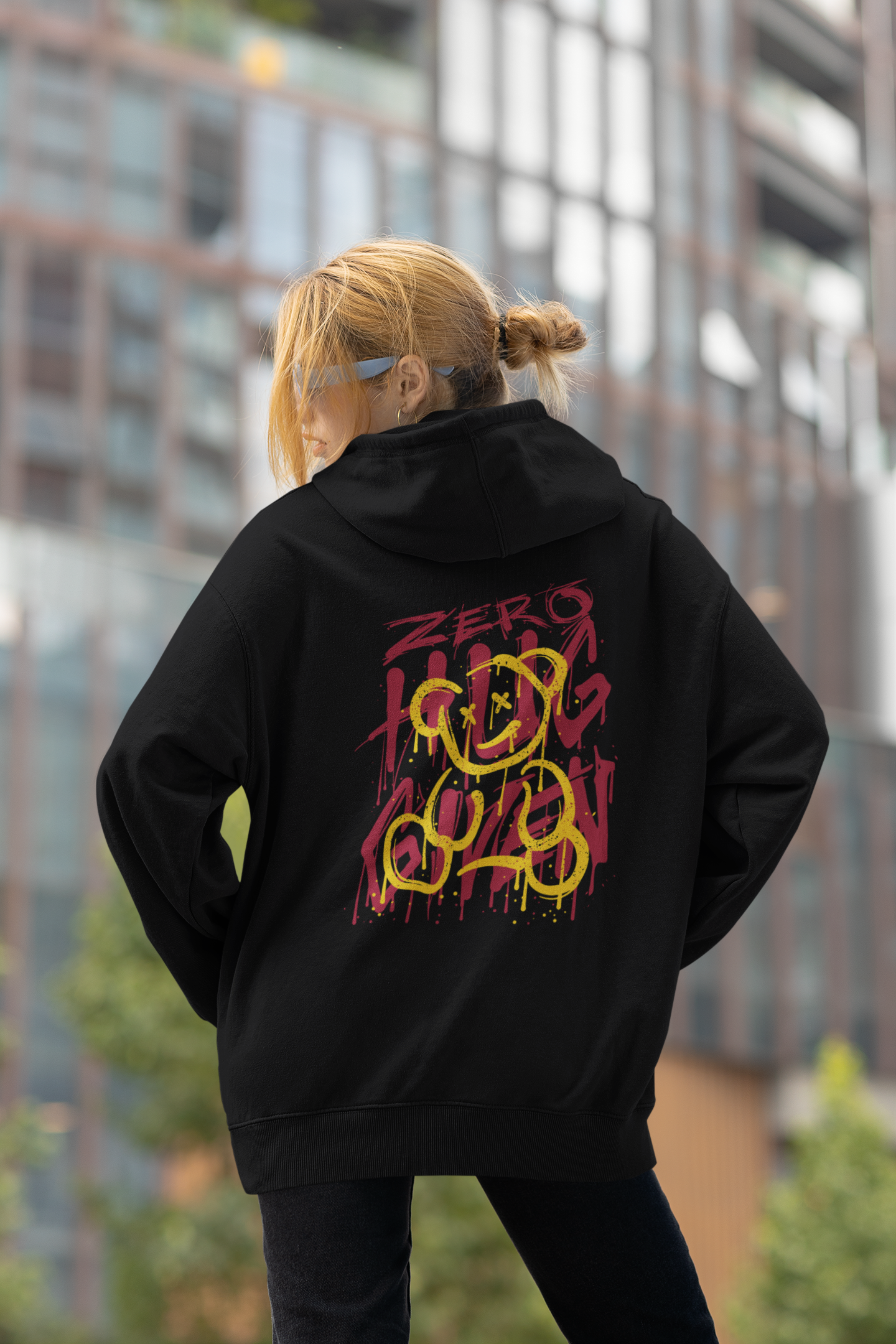 ZERO HUG GIVEN Streetwear Backside - Slammer Bio Oversized Unisex Hoodie Erwachsenen SH