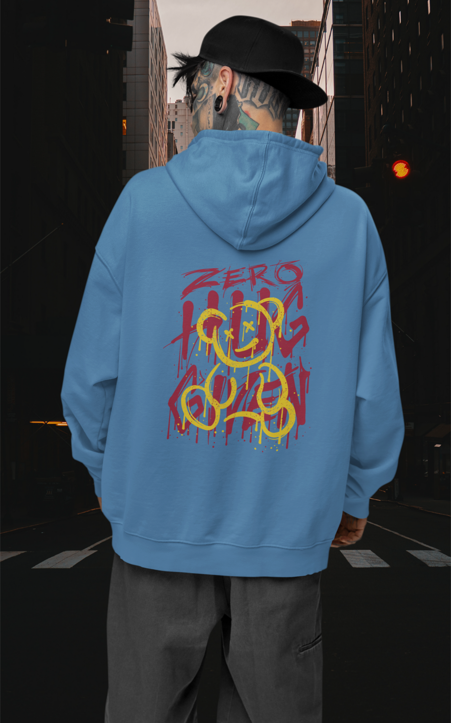 ZERO HUG GIVEN Streetwear Backside - Slammer Bio Oversized Unisex Hoodie Erwachsenen SH