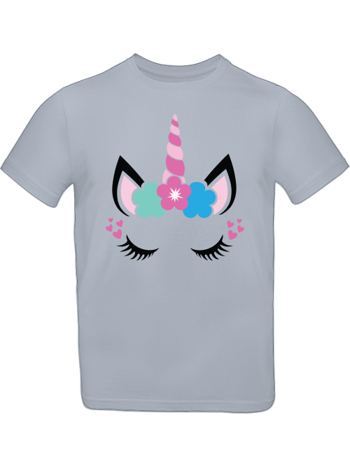 Einhorn Flower and Heart Unicorn Face T-Shirt Kids SK