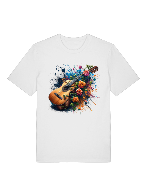 Guitar Flower Sea Front - Unisex Adult Organic Cotton Short Sleeve Shirt Creator T-Shirt 2.0 ST/St SK