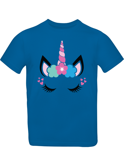 Camiseta infantil SK con estampado de unicornio, flor y corazón.