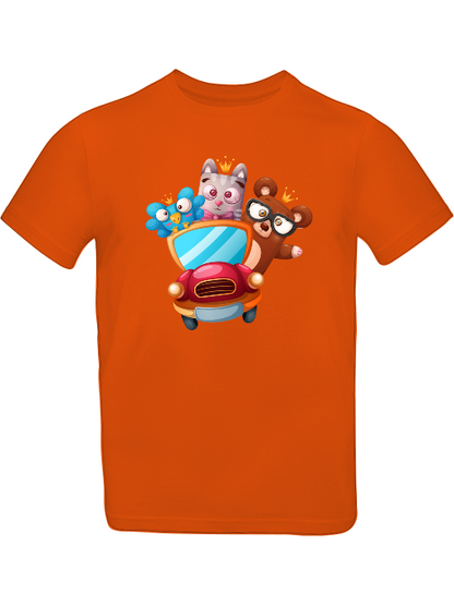 Cartoon Trio Vogel Baer Cat T-Shirt Kids SK