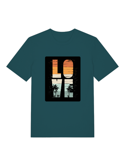 Retro Love Surfer Front - Unisex Erwachsenen Bio Baumwolle Kurzarm Shirt Creator T-Shirt 2.0 ST/ST SH