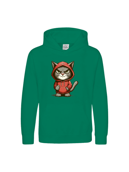Sudadera con capucha premium para niños Dulce gato sombrío