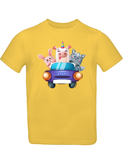 Camiseta infantil con estampado de dibujos animados de un cerdo, un conejo y un gato SK