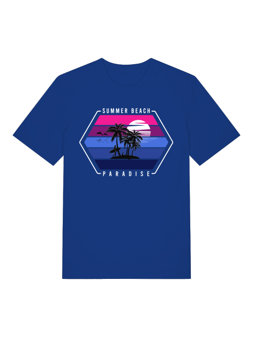Retro Surfer Sunset Front - Unisex Erwachsenen Bio Baumwolle Kurzarm Shirt Creator T-Shirt 2.0 ST/ST SH