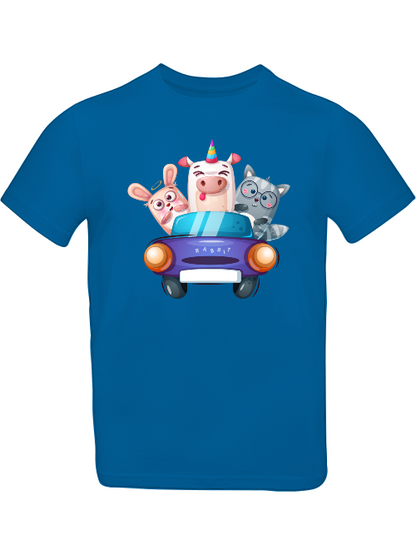Camiseta infantil con estampado de dibujos animados de un cerdo, un conejo y un gato SK