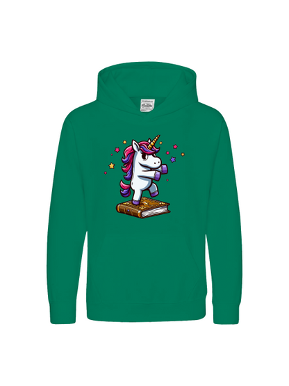 Unicornio bailando sobre un libro - Sudadera con capucha premium para niños SK
