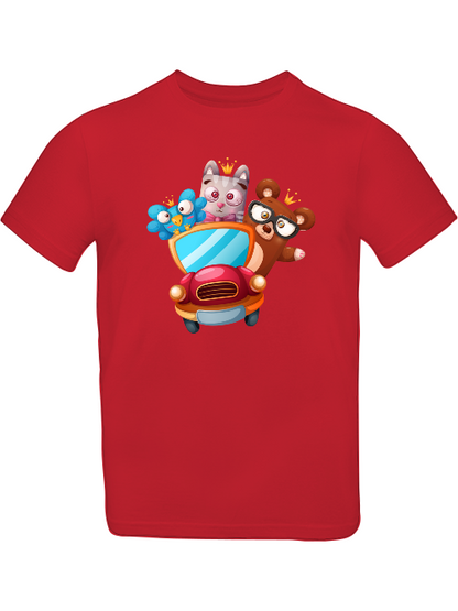 Cartoon Trio Vogel Baer Cat T-Shirt Kids SK