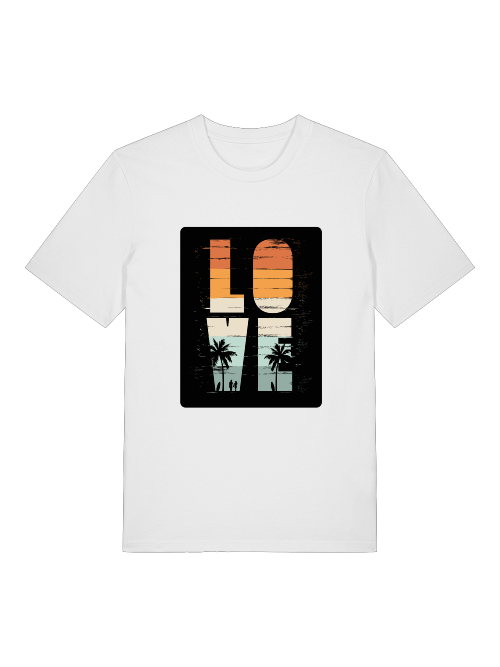 Retro Love Surfer Front - Unisex Erwachsenen Bio Baumwolle Kurzarm Shirt Creator T-Shirt 2.0 ST/ST SH