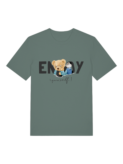 Chill Teddy Enjoy Yourself Front - Camiseta unisex de manga corta de algodón orgánico para adultos Creator T-Shirt 2.0 ST/St SH