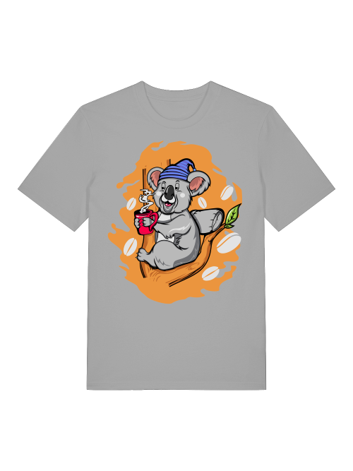 Koala Coffee Time Front - Unisex Erwachsenen Bio Baumwolle Kurzarm Shirt Creator T-Shirt 2.0 ST/ST SH