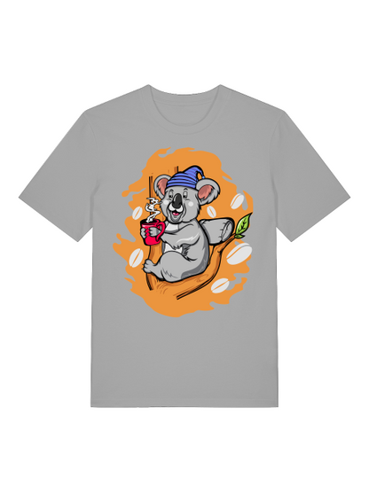 Koala Coffee Time Front - Unisex Erwachsenen Bio Baumwolle Kurzarm Shirt Creator T-Shirt 2.0 ST/ST SH