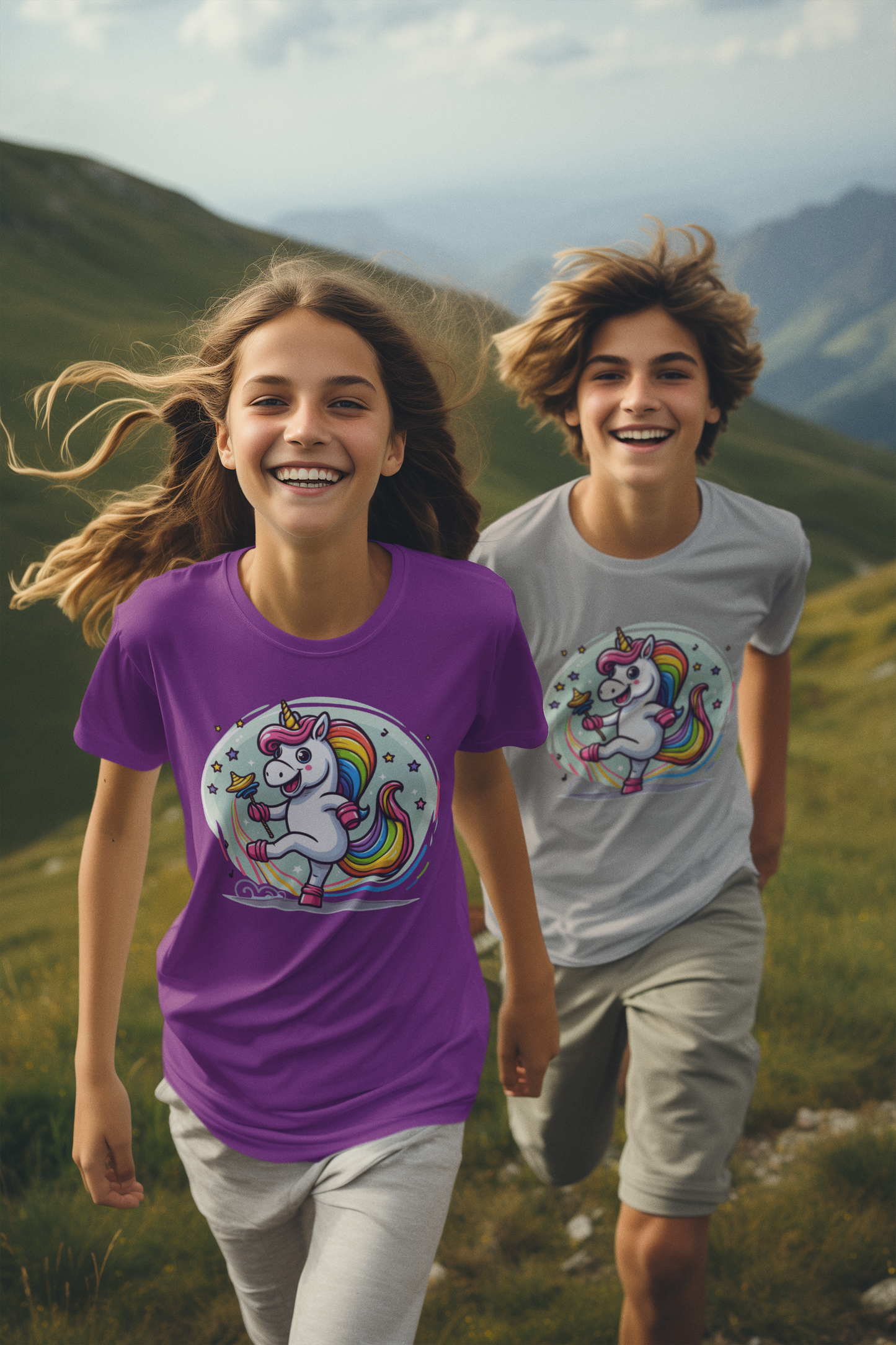 Einhorn tanzt mit Blase T-Shirt Kids SK