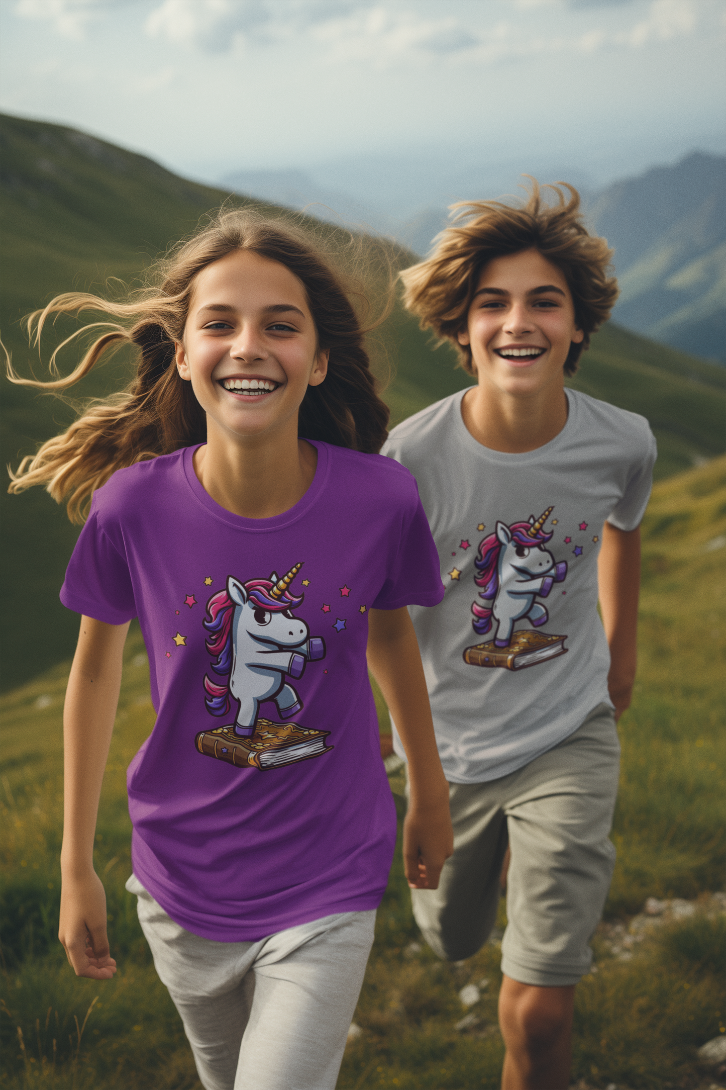 T-Shirt Kids Unicorn dances on book