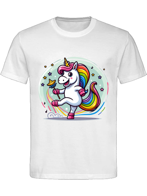 Heavy Cotton T-Shirt Unicorn dancing with bubble