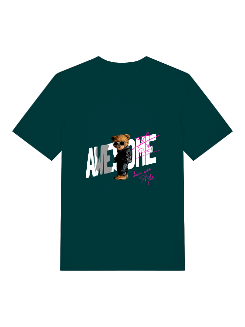 Born with Style Teddy Front - Unisex Erwachsenen Bio Baumwolle Kurzarm Shirt Creator T-Shirt 2.0 ST/St SH