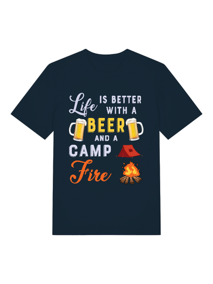 La vida es mejor con cerveza y acampada - Camiseta unisex de manga corta de algodón orgánico para adultos Creator T-Shirt 2.0 ST/ST SH