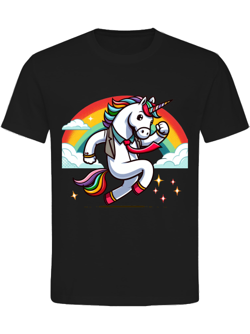 Heavy cotton t-shirt unicorn with rainbow