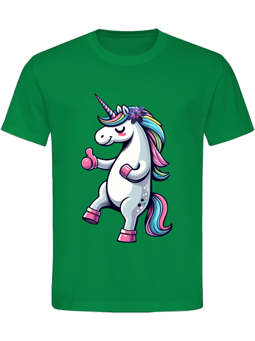 Heavy cotton t-shirt unicorn with thumbs up