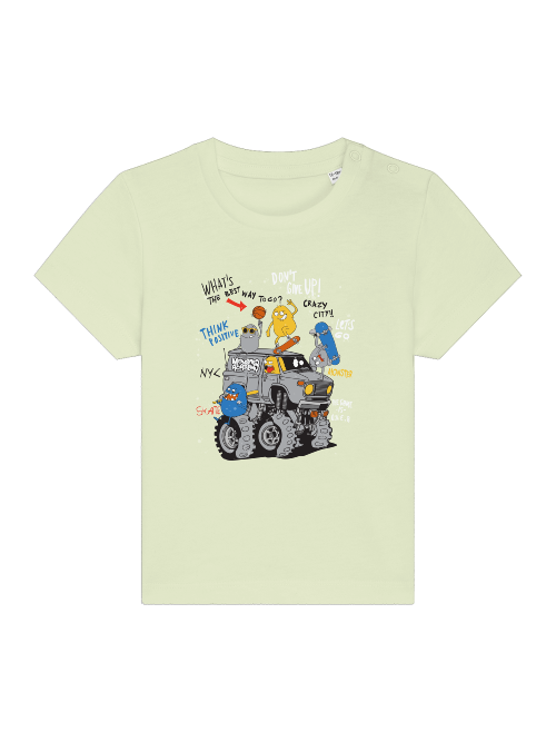 Monster Truck de dibujos animados con amigos - Camiseta Baby Creator