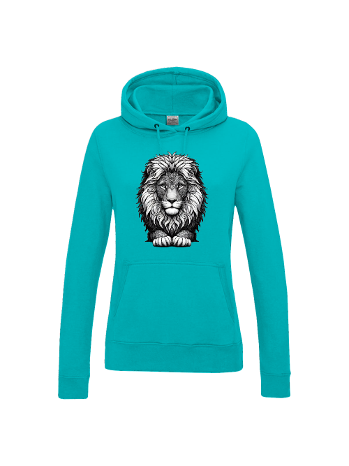 Girlie College Hoodie Mandala Löwenkopf in grau