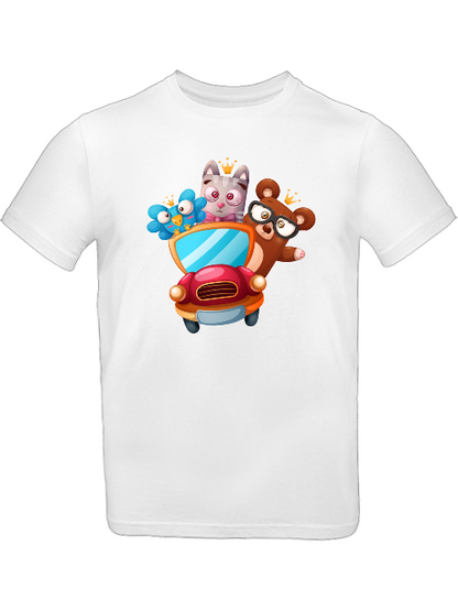 Cartoon Trio Vogel Baer Cat T-Shirt Kids SK