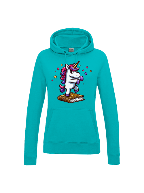 Girlie College Hoodie Einhorn tanzt auf Buch