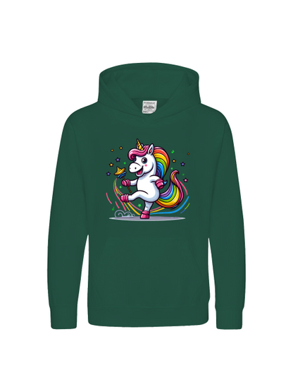 Sudadera con capucha premium para niños El dulce unicornio está bailando