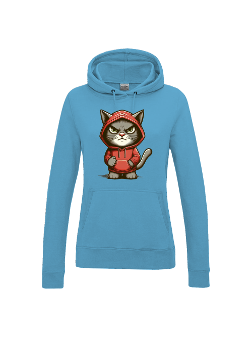 Girlie College Hoodie grimmige Katze