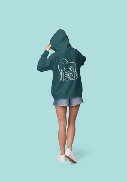 Sudadera con capucha para mujer con estampado DTF - FARFROMFEAR Bienestar Animal Estampado a doble cara