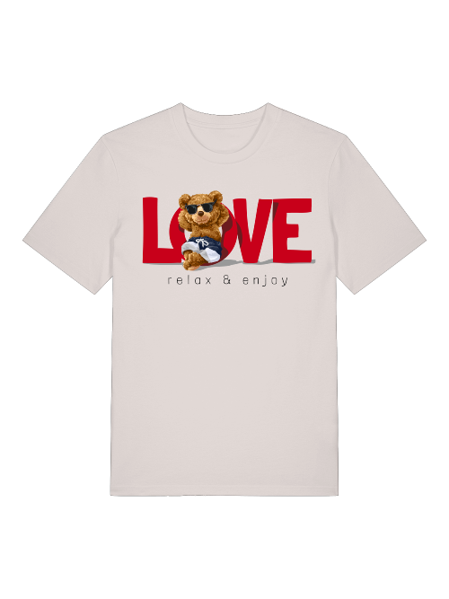 Love Teddy Relax and Enjoy 2.0 Front - Unisex Erwachsenen Bio Baumwolle Kurzarm Shirt Creator T-Shirt 2.0 ST/St SH