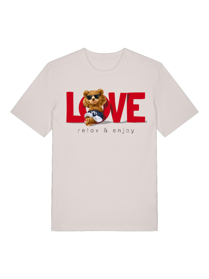 Love Teddy Relax and Enjoy 2.0 Front - Unisex Erwachsenen Bio Baumwolle Kurzarm Shirt Creator T-Shirt 2.0 ST/St SH