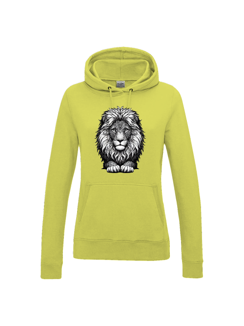 Girlie College Hoodie Mandala Löwenkopf in grau