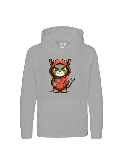Sudadera con capucha premium para niños Dulce gato sombrío