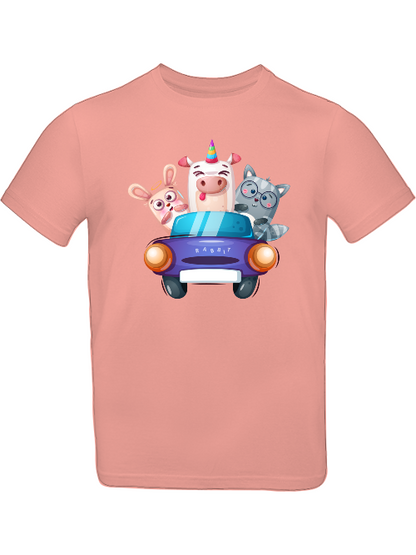 Camiseta infantil con estampado de dibujos animados de un cerdo, un conejo y un gato SK
