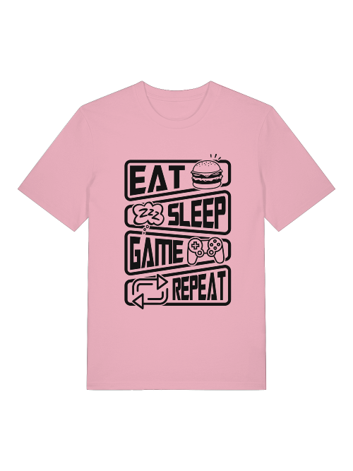 Eat Sleep Game Repeat Front - Unisex Erwachsenen Bio Creator T-Shirt SH