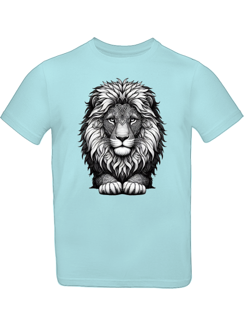 T-shirt kids mandala lion head in gray