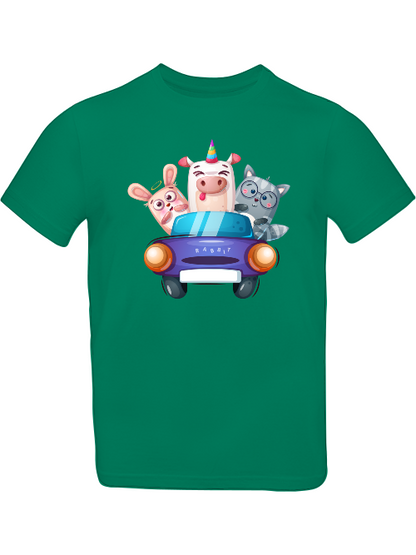 Camiseta infantil con estampado de dibujos animados de un cerdo, un conejo y un gato SK