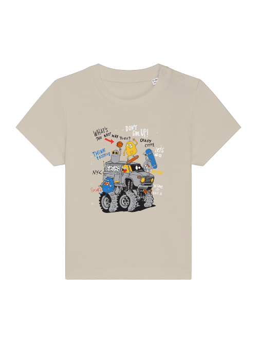 Monster Truck de dibujos animados con amigos - Camiseta Baby Creator