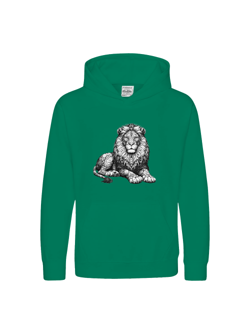 Kids Premium Hoodie Sweet Mandala Lion in gray