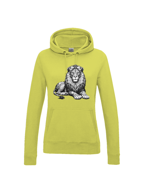 Girlie College Hoodie Mandala Löwe in grau