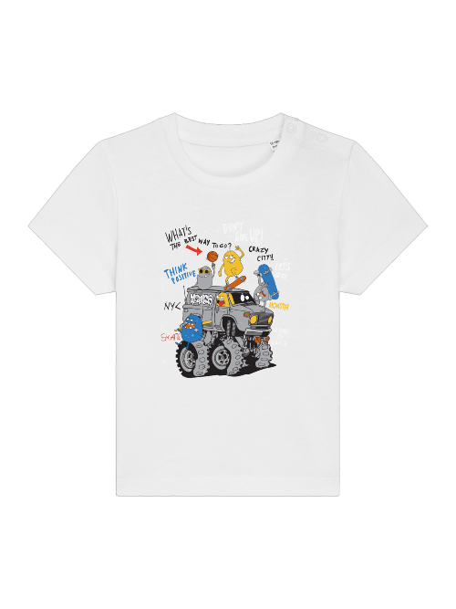 Monster Truck de dibujos animados con amigos - Camiseta Baby Creator